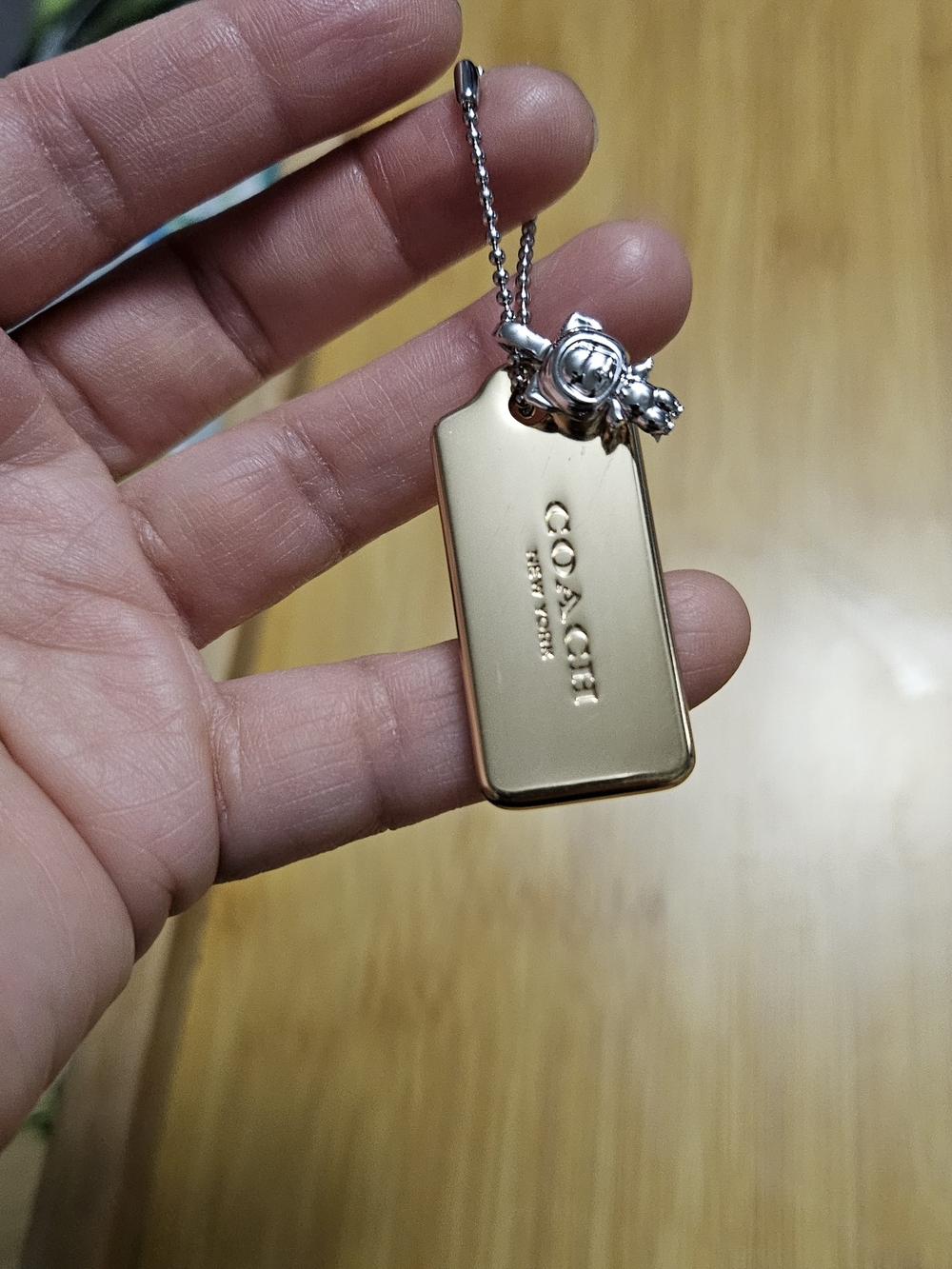 Coach  Gold-Tone Tag Keychain with Charm